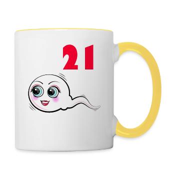 21 Geburtstag 21. Jubiläum 21. Ehrentag Geschenk - Tasse zweifarbig - Weiß/Gelb - Rechts