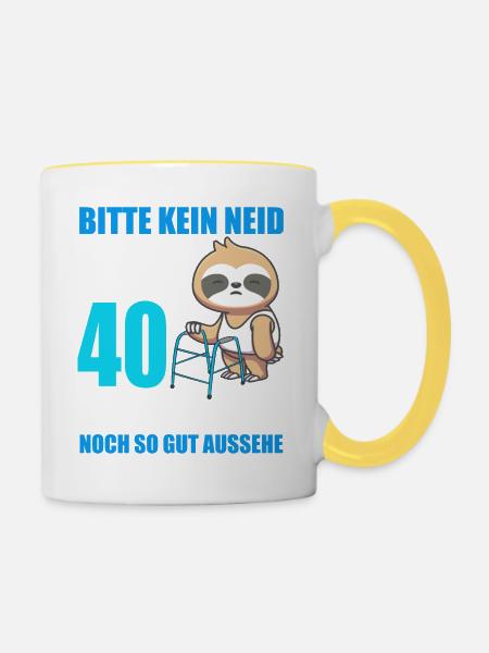 40 Jahre im Dienst 40 Jähriges Dienstjubiläum - Tasse zweifarbig - Weiß/Gelb