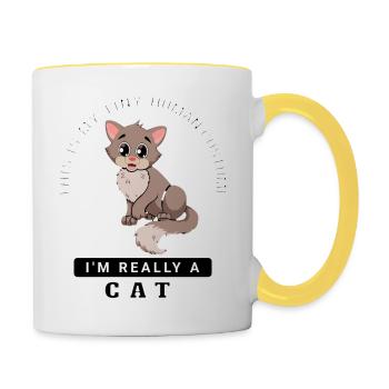 chat grand chat domestique chat grand chat chat chat - Mug contrasté - blanc/jaune - Droite