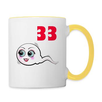 33 Geburtstag 33. Jubiläum 33. Ehrentag Geschenk - Tasse zweifarbig - Weiß/Gelb - Rechts