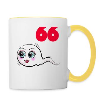 66 Geburtstag 66. Jubiläum 66. Ehrentag Geschenk - Tasse zweifarbig - Weiß/Gelb - Rechts