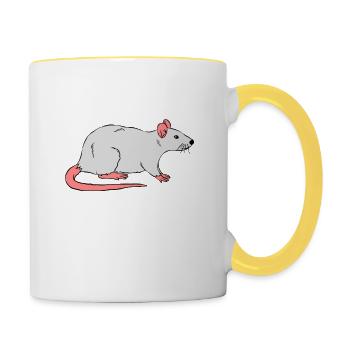 Work hard for my rats - Contrasting Mug - white/yellow - Right