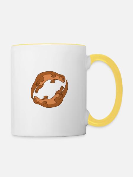 Fischotter Und Seeotter Otter Chaos - Tasse zweifarbig - Weiß/Gelb
