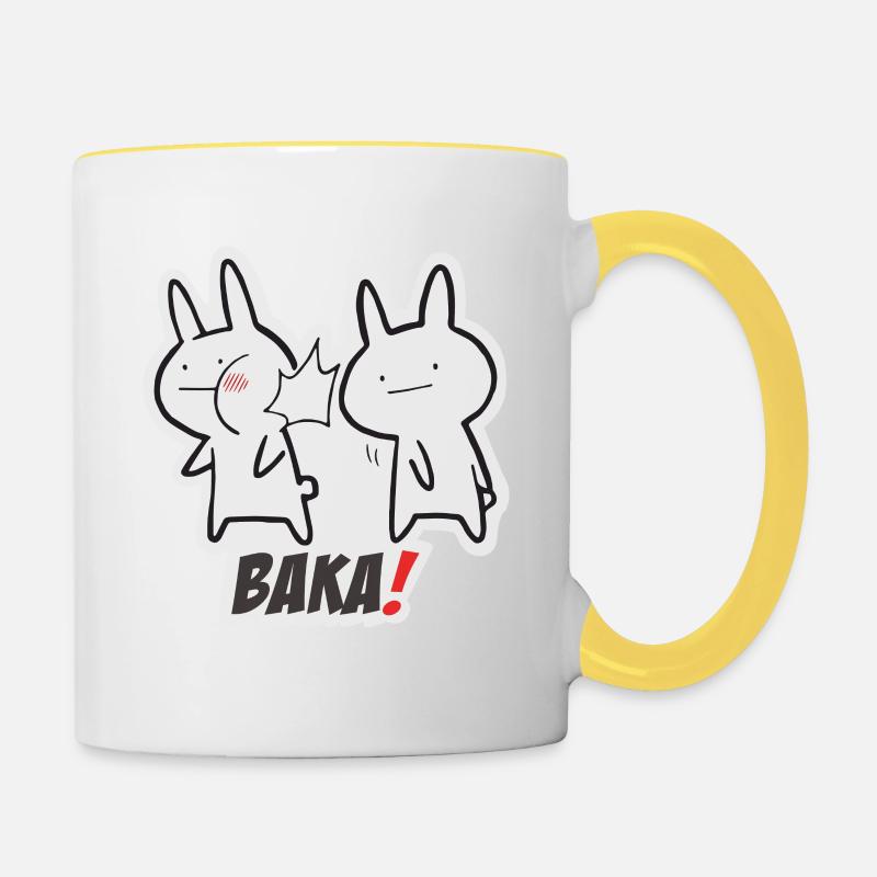 Baka Rabbit Funny Slap Baka Cool Japanischer Anime - Tasse zweifarbig - Weiß/Gelb