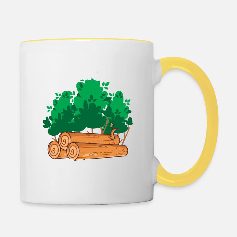Nachwuchs Forstwirt Holz machen - Tasse zweifarbig - Weiß/Gelb