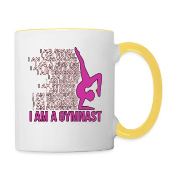 I am a gymnast gymnastics gymnastics - Contrasting Mug - white/yellow - Right