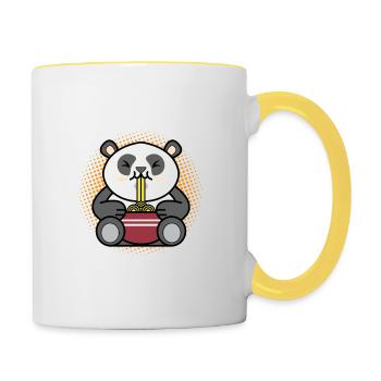 Ramen Essen Panda Anime Kawaii Ramen Nudeln - Tasse zweifarbig - Weiß/Gelb - Rechts