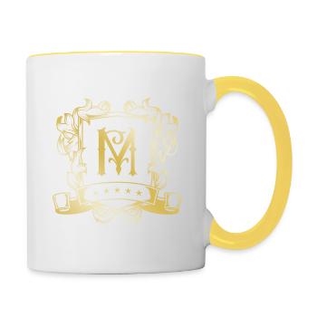 M Buchstabe Gold - Tasse zweifarbig - Weiß/Gelb - Rechts