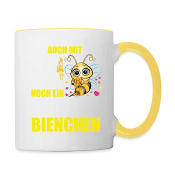 55 Geburtstag Frauen Geschenk lustig Biene Imker - Tasse zweifarbig - Weiß/Gelb - Rechts