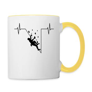 Climber ECG ligne d’escalade mur d’escalade salle d’escalade - Mug contrasté - blanc/jaune - Droite