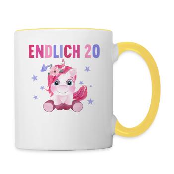 20 Jahre Nur noch erwachsen werden 20. Geburtstag - Tasse zweifarbig - Weiß/Gelb - Rechts