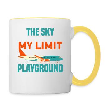 SKY IS NOT MY LIMIT IT'S MY PLAYGROUND Geschenke - Tasse zweifarbig - Weiß/Gelb - Rechts