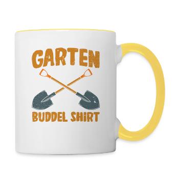 Garten Buddel Shirt Gärtner Hobbygärtnerin - Tasse zweifarbig - Weiß/Gelb - Rechts