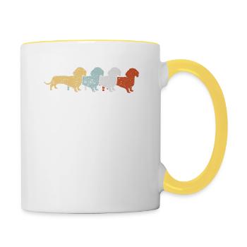 Dachshund Retro Vintage - Contrasting Mug - white/yellow - Right