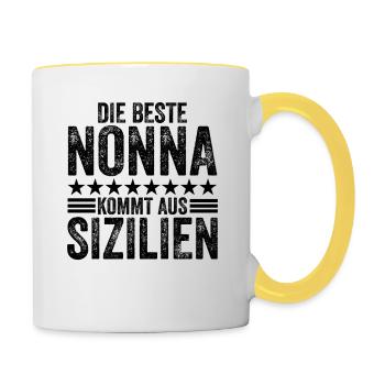 Die beste nonna kommt aus sizilien Palermo Italien - Tasse zweifarbig - Weiß/Gelb - Rechts