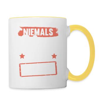 Niemals ohne Team - Tasse zweifarbig - Weiß/Gelb - Rechts