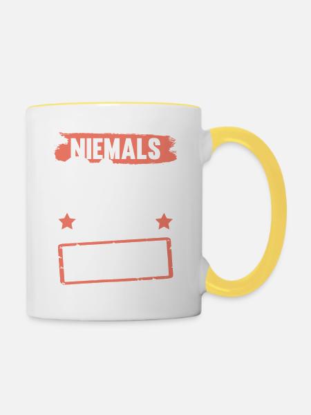 Niemals ohne Team - Tasse zweifarbig - Weiß/Gelb