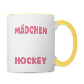 Hockeyspielerin Feldhockey Hockey Geschenk - Tasse zweifarbig - Weiß/Gelb - Rechts