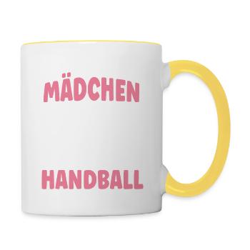 Handball Handballspielerin Handballerin - Tasse zweifarbig - Weiß/Gelb - Rechts