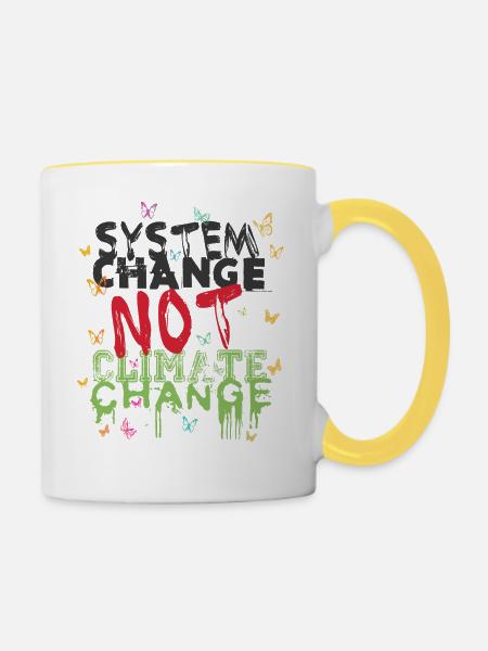 System Change - not Climate Change - Tasse zweifarbig - Weiß/Gelb