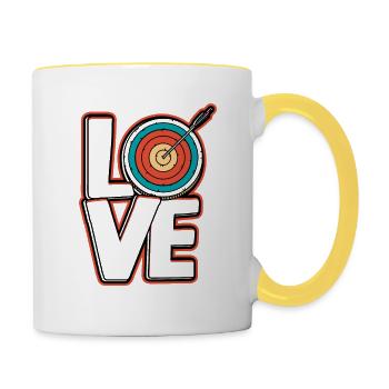 Bogenschütze Bogensport Bogenschießen Geschenk - Tasse zweifarbig - Weiß/Gelb - Rechts