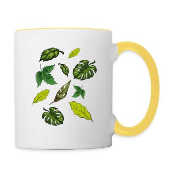 Zimmerpflanzen Pflanzen Blätter - Tasse zweifarbig - Weiß/Gelb - Rechts