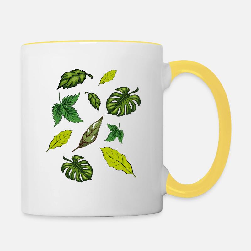 Plantes d’intérieur Plantes Feuilles - Mug contrasté - blanc/jaune