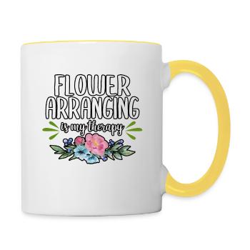 Florist Flower Arranging Is My Therapy Flower Shop - Contrasting Mug - white/yellow - Right