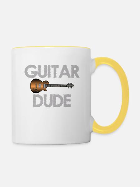 Guitar Dude Music Player Musician Guitarist Graphics - Contrasting Mug - white/yellow