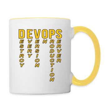 Devops Definition Technischer Computer - Tasse zweifarbig - Weiß/Gelb - Rechts