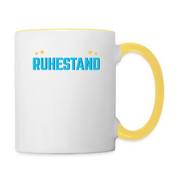 Ruhestand 2022 Lustiger Rentner Spruch Rente 2022 - Tasse zweifarbig - Weiß/Gelb - Rechts