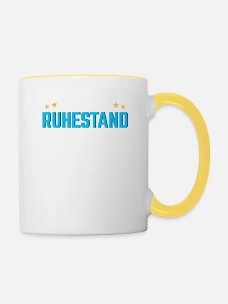 Ruhestand 2022 Lustiger Rentner Spruch Rente 2022 - Tasse zweifarbig - Weiß/Gelb