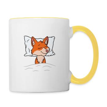 Ich bin so müde Schlafender Fuchs - Tasse zweifarbig - Weiß/Gelb - Rechts