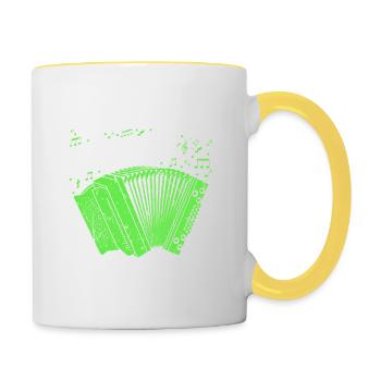 Quetschn Virtuose, Steirische Harmonika - Tasse zweifarbig - Weiß/Gelb - Rechts