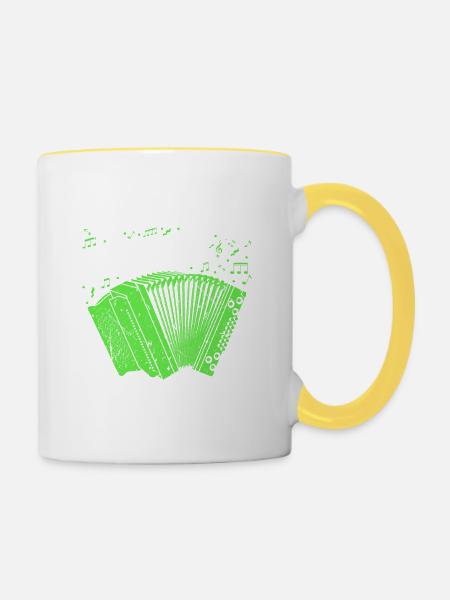 Quetschn Virtuose, Steirische Harmonika - Tasse zweifarbig - Weiß/Gelb