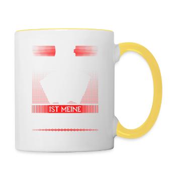 Steirische Therapie, Steirische Harmonika Quetschn - Tasse zweifarbig - Weiß/Gelb - Rechts