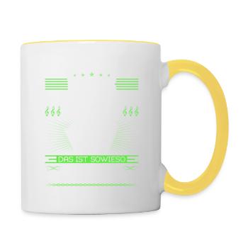 Es Ist OK, Steirische Harmonika Quetschn - Tasse zweifarbig - Weiß/Gelb - Rechts