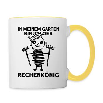Garten Gärtner Rechen Rechenkönig - Tasse zweifarbig - Weiß/Gelb - Rechts