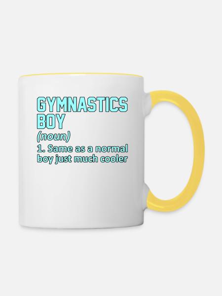 Gymnastics Boy Definition Gymnast Gymnastic Lover - Contrasting Mug - white/yellow