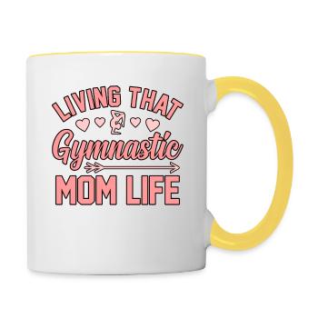 Gymnastic Mom Gymnastic Gymnastics Sports Lover - Tasse zweifarbig - Weiß/Gelb - Rechts