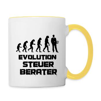 Steuerberater Evolution Primaten zum Steuerberater - Tasse zweifarbig - Weiß/Gelb - Rechts