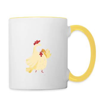 Nur noch ein Huhn versprochen - Tasse zweifarbig - Weiß/Gelb - Rechts