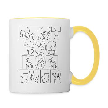 Best Dog Mom Ever. Dogmother Geburtstag Hunde Mama - Tasse zweifarbig - Weiß/Gelb - Rechts