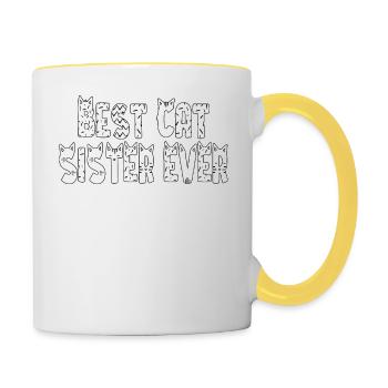 Best Cat Sister Ever. Best Cat Sister - Contrasting Mug - white/yellow - Right