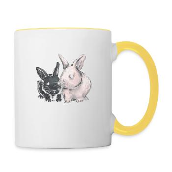 Mir reichts ich muss zu meinen Hasen - Tasse zweifarbig - Weiß/Gelb - Rechts
