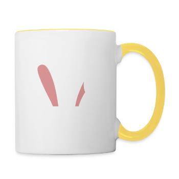 Du bist nicht du ohne deine Hasen - Tasse zweifarbig - Weiß/Gelb - Rechts