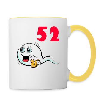 52. Geburtstag lustig 52.Ehrentag 52. Jubiläum - Tasse zweifarbig - Weiß/Gelb - Rechts