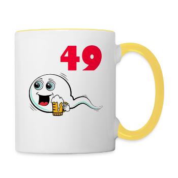 49. Geburtstag lustig 49.Ehrentag 49. Jubiläum - Tasse zweifarbig - Weiß/Gelb - Rechts