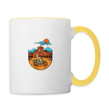 Vietnam I Hanoi Scooter Pho Bo Motif de voyage pour - Mug contrasté - blanc/jaune - Droite