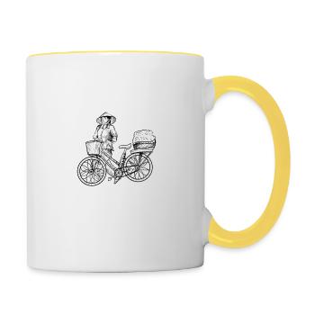Vietnam I Hanoi Scooter Pho Bo Motif de voyage pour - Mug contrasté - blanc/jaune - Droite